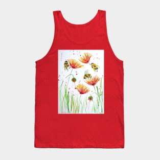 Bumble bees and Red and Yellow Flowers Tank Top